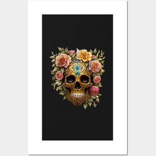 Sugar Skulls and Flowers Posters and Art